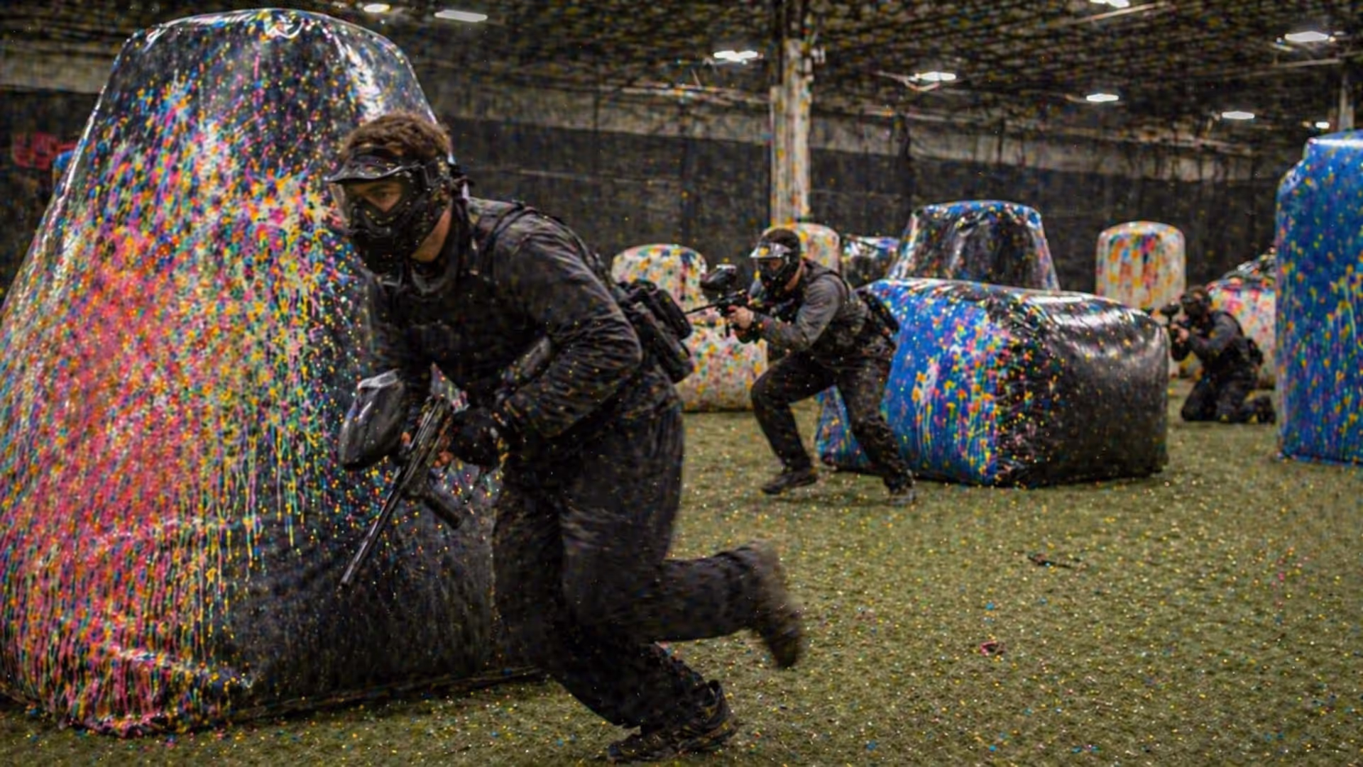 Indoor paintball action